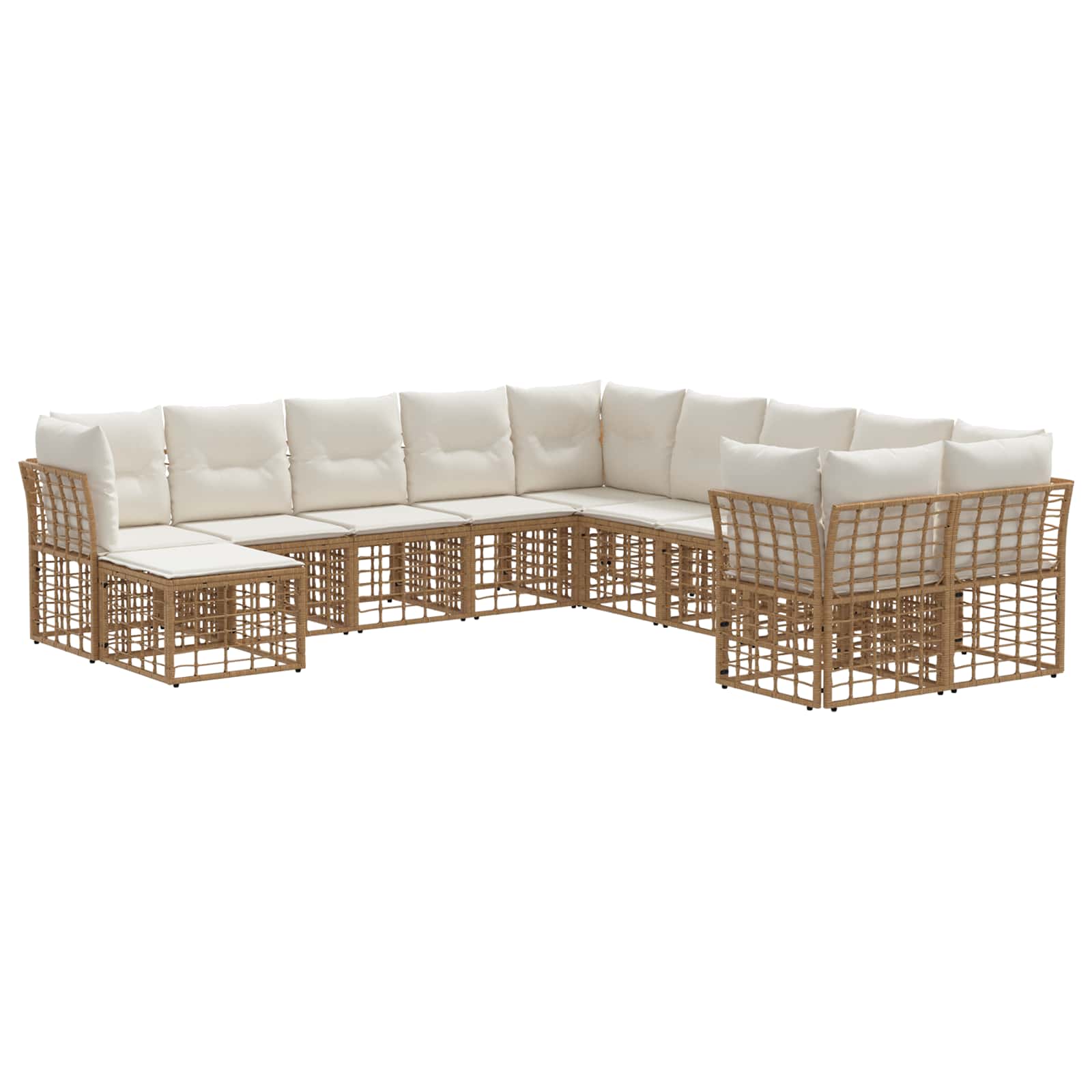 Outdoor-Sofagarnitur 11 pcs Natürlich und Cremweiß Polyester