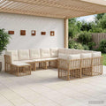 Outdoor-Sofagarnitur 12 pcs Natürlich und Cremweiß Polyester