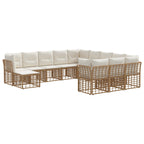 Outdoor-Sofagarnitur 12 pcs Natürlich und Cremweiß Polyester