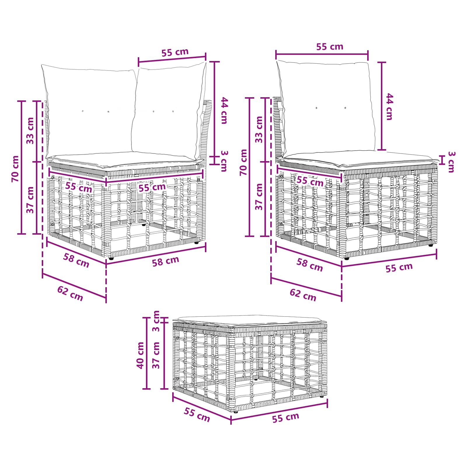 Outdoor-Sofagarnitur 12 pcs Natürlich und Cremweiß Polyester