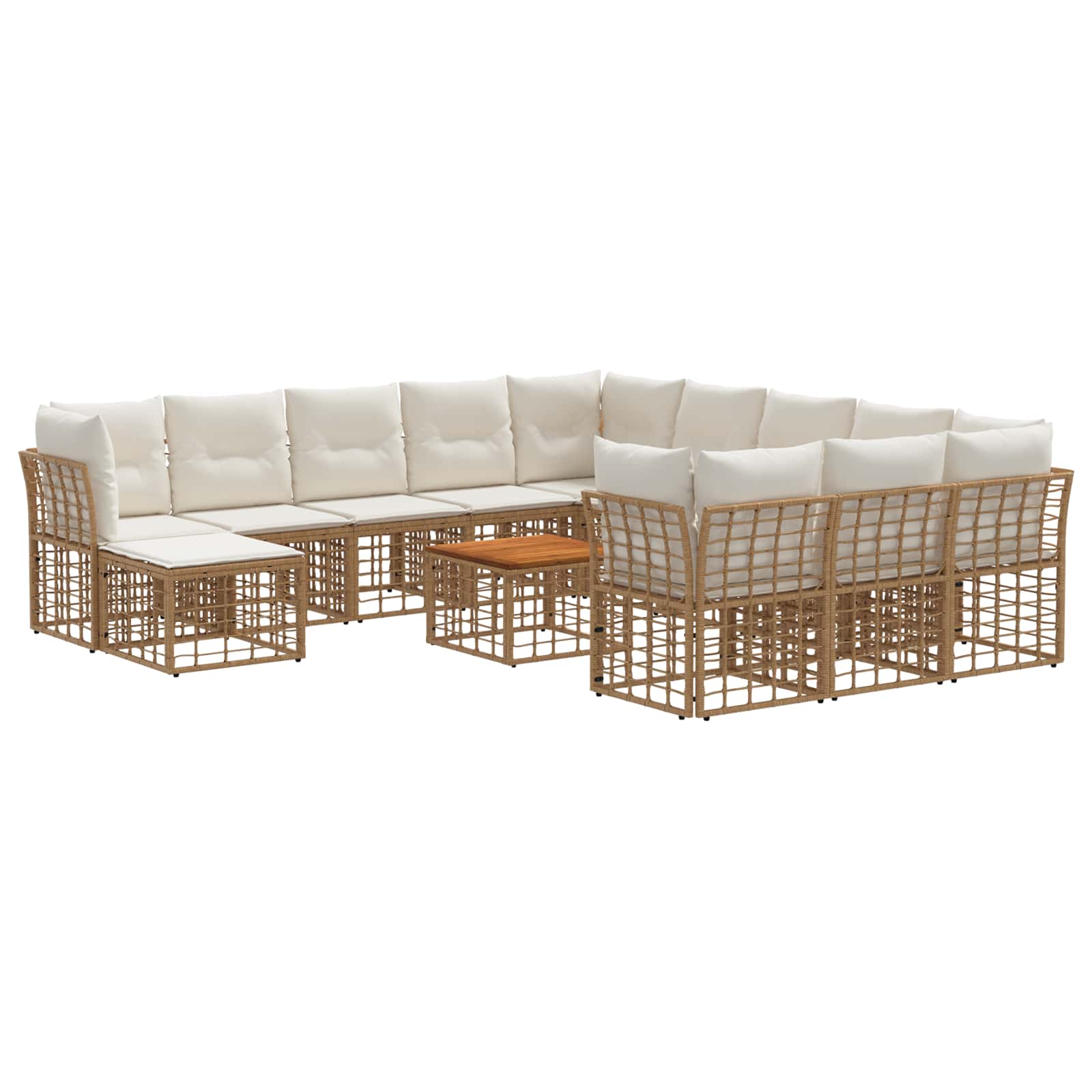 Outdoor-Sofagarnitur 13 pcs Natürlich und Cremweiß Polyester
