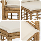 Outdoor-Sofagarnitur 12 pcs Natürlich und Cremweiß Polyester