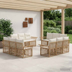 Outdoor-Sofagarnitur 12 pcs Natürlich und Cremweiß Polyester