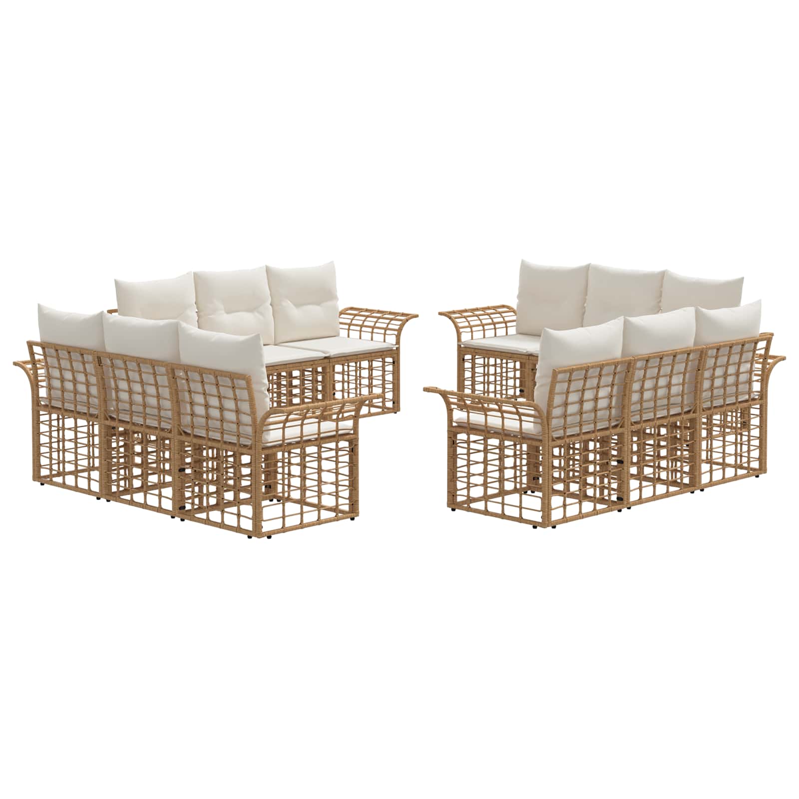 Outdoor-Sofagarnitur 12 pcs Natürlich und Cremweiß Polyester