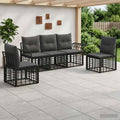 Outdoor-Sofagarnitur 5 pcs Schwarz und Dunkelgrau Polyester