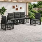 Outdoor-Sofagarnitur 5 pcs Schwarz und Dunkelgrau Polyester