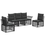Outdoor-Sofagarnitur 5 pcs Schwarz und Dunkelgrau Polyester