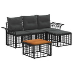 Outdoor-Sofagarnitur 5 pcs Schwarz und Dunkelgrau Polyester