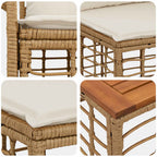 Outdoor-Sofagarnitur 5 pcs Natürlich und Cremweiß Polyester