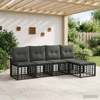 Outdoor-Sofagarnitur 5 pcs Schwarz und Dunkelgrau Polyester