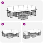 Outdoor-Sofagarnitur 6 pcs Natürlich und Cremweiß Polyester