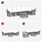Outdoor-Sofagarnitur 7 pcs Natürlich und Cremweiß Polyester