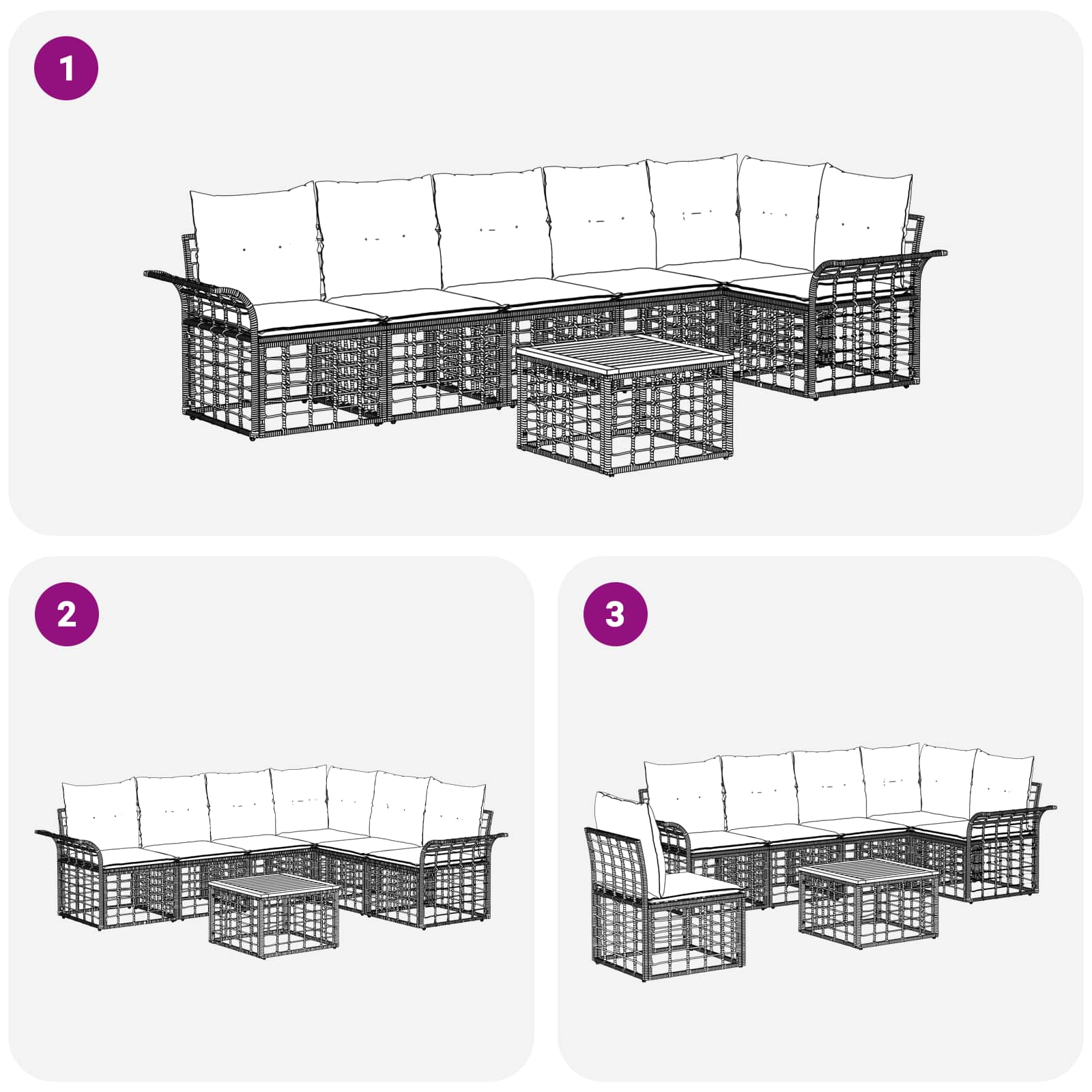 Outdoor-Sofagarnitur 7 pcs Natürlich und Cremweiß Polyester