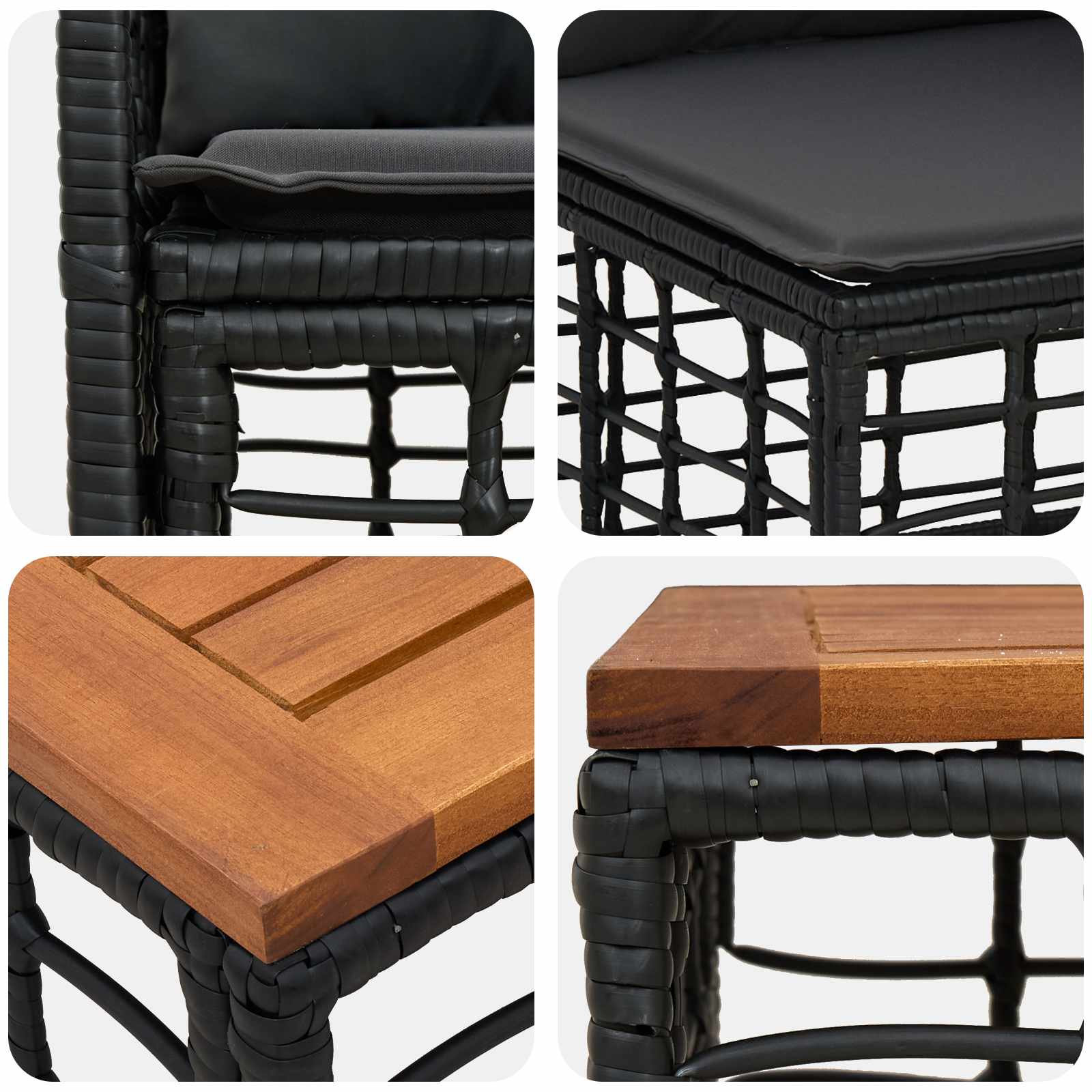 Outdoor-Sofagarnitur 8 pcs Schwarz und Dunkelgrau Polyester
