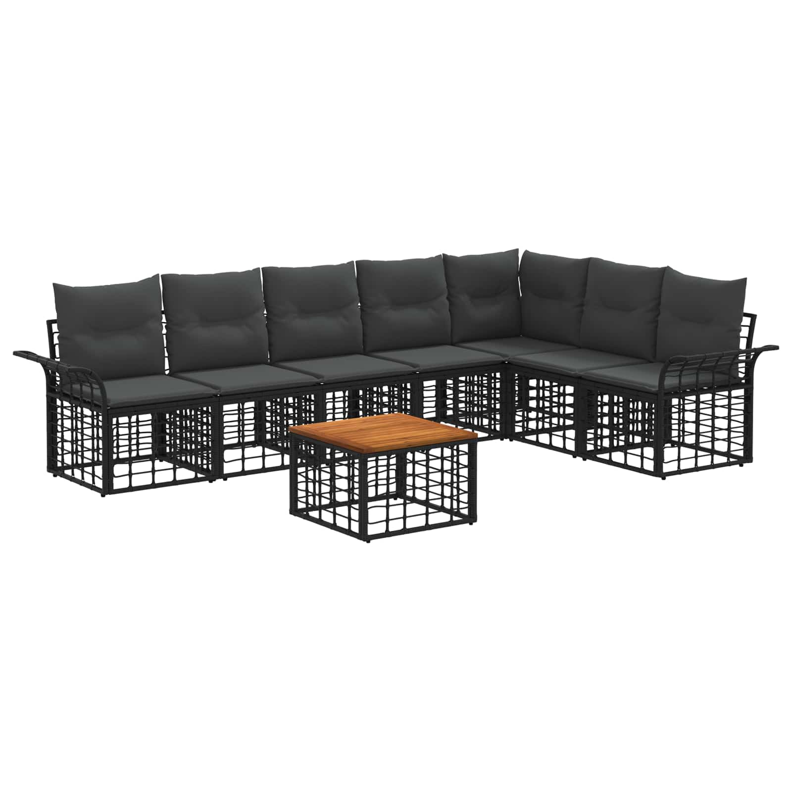 Outdoor-Sofagarnitur 8 pcs Schwarz und Dunkelgrau Polyester