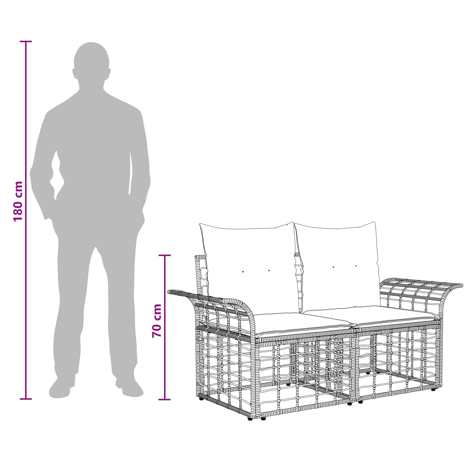 Outdoor-Sofagarnitur 8 pcs Schwarz und Dunkelgrau Polyester