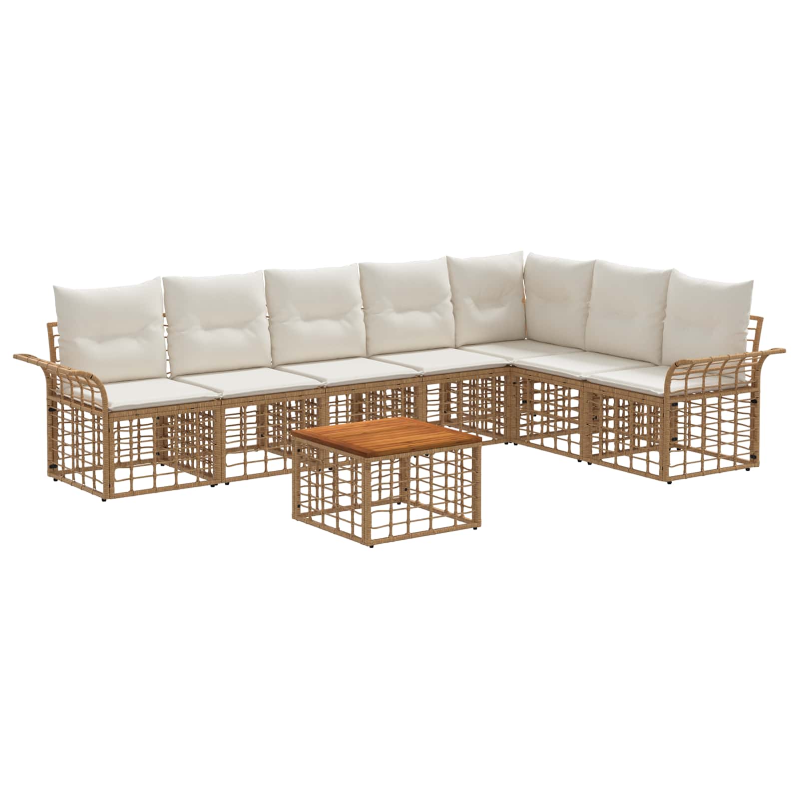 Outdoor-Sofagarnitur 8 pcs Natürlich und Cremweiß Polyester