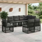 Outdoor-Sofagarnitur 8 pcs Schwarz und Dunkelgrau Polyester