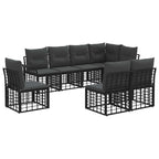 Outdoor-Sofagarnitur 8 pcs Schwarz und Dunkelgrau Polyester