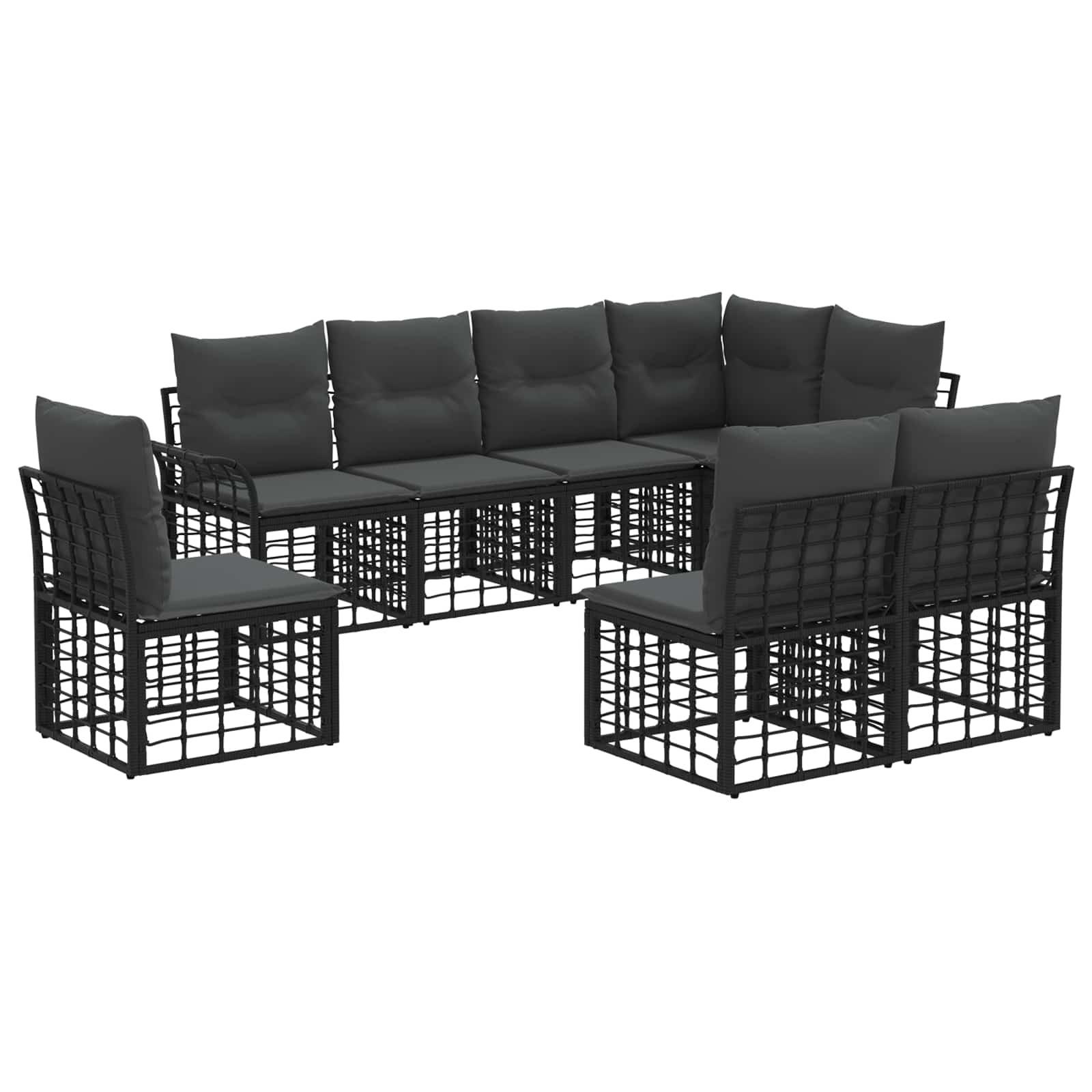 Outdoor-Sofagarnitur 8 pcs Schwarz und Dunkelgrau Polyester