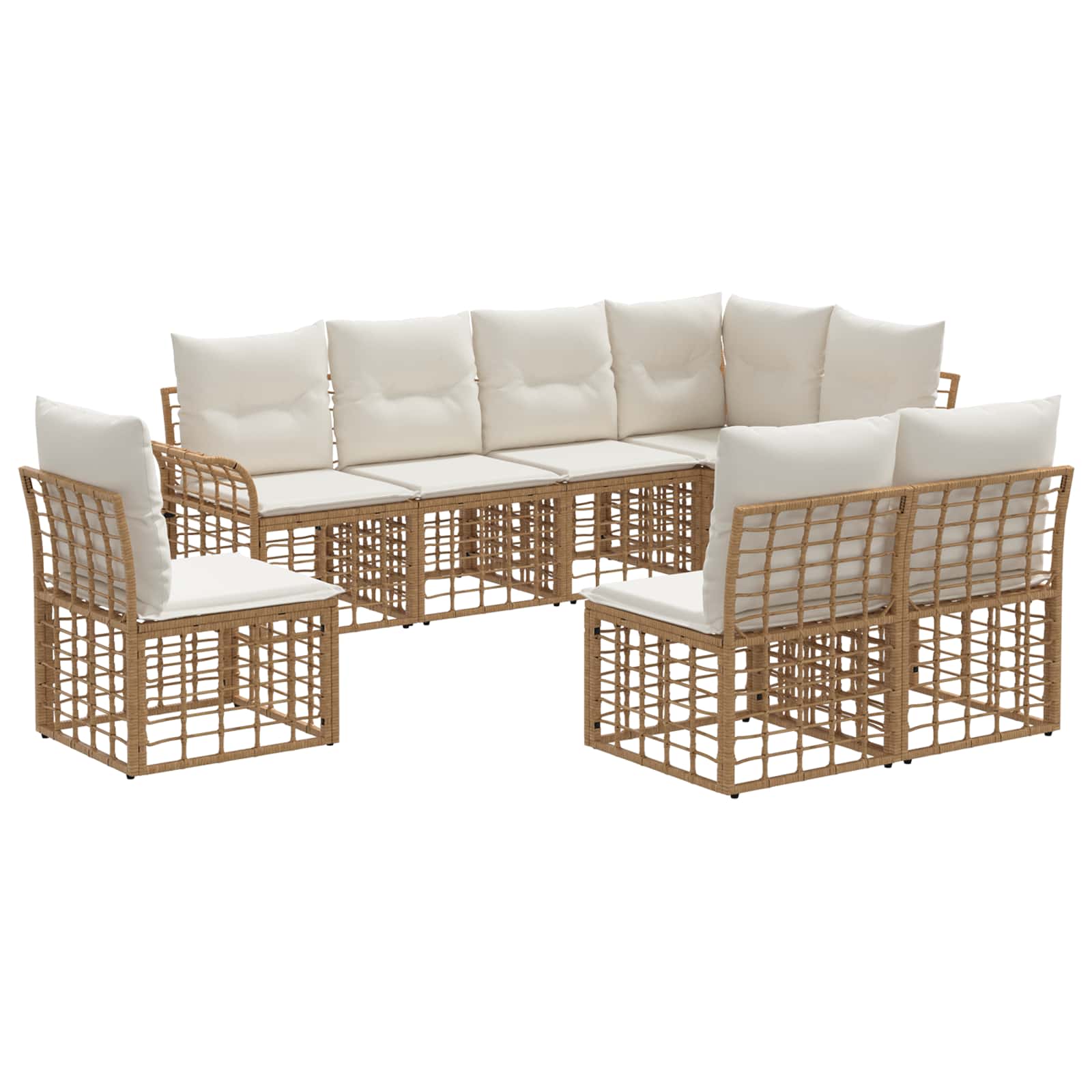 Outdoor-Sofagarnitur 8 pcs Natürlich und Cremweiß Polyester