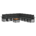 Outdoor-Sofagarnitur 10 pcs Schwarz und Dunkelgrau Polyester