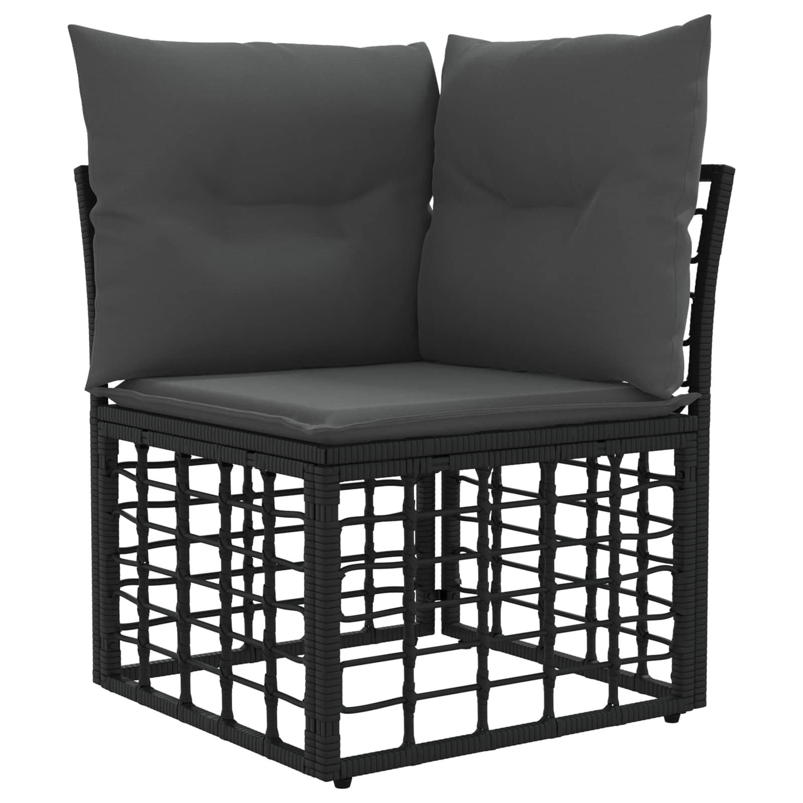 Outdoor-Sofagarnitur 10 pcs Schwarz und Dunkelgrau Polyester