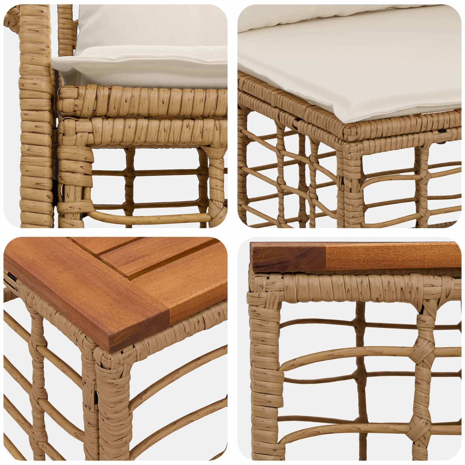 Outdoor-Sofagarnitur 10 pcs Natürlich und Cremweiß Polyester