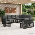 Outdoor-Sofagarnitur 10 pcs Schwarz und Dunkelgrau Polyester