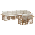Outdoor-Sofagarnitur 8 pcs Natürlich und Cremweiß Poly-Rattan
