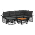 Outdoor-Sofagarnitur 7 pcs Schwarz und Dunkelgrau Polyester