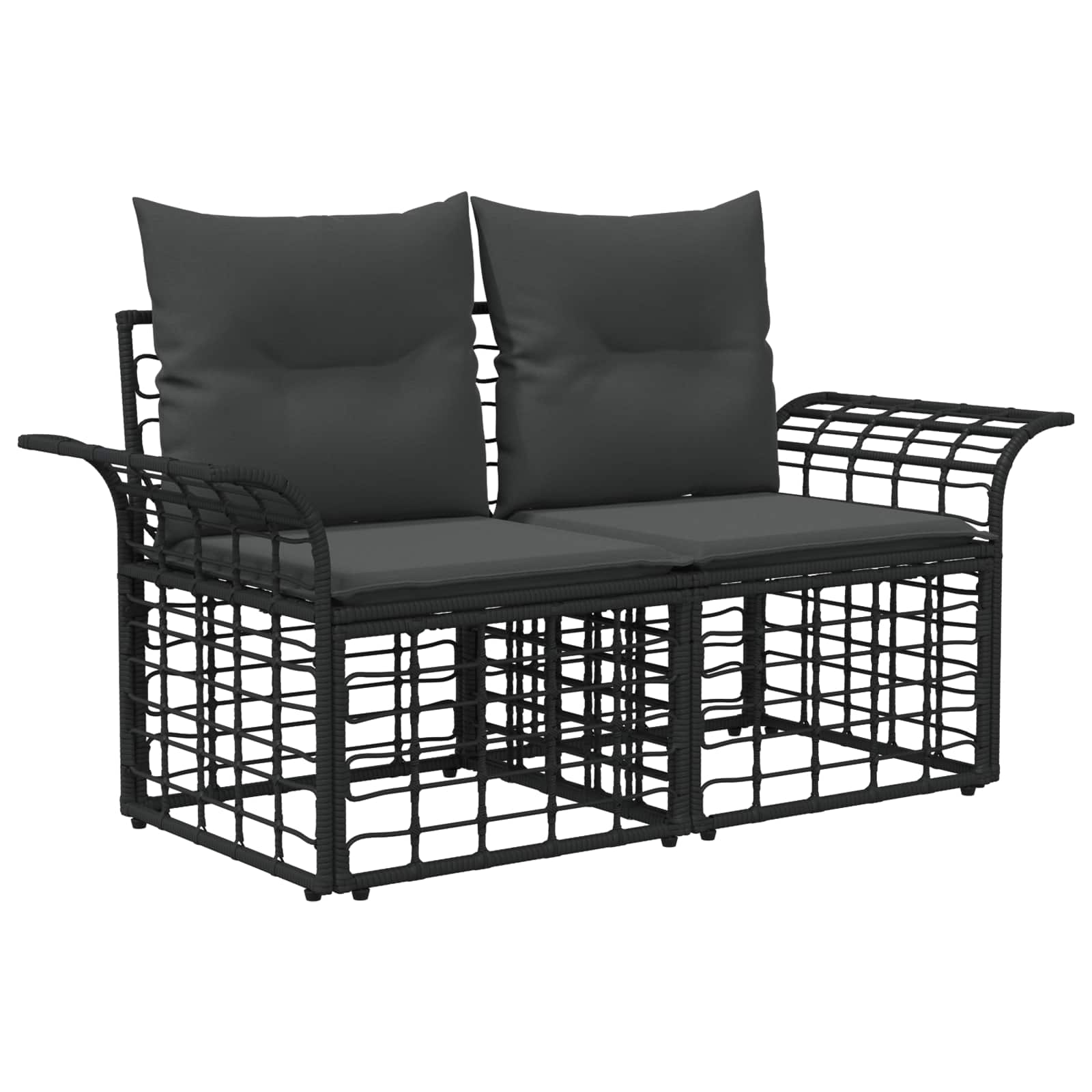 Outdoor-Sofagarnitur 7 pcs Schwarz und Dunkelgrau Polyester