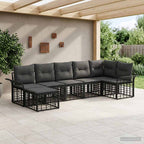 Outdoor-Sofagarnitur 7 pcs Schwarz und Dunkelgrau Polyester