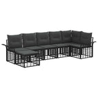 Outdoor-Sofagarnitur 7 pcs Schwarz und Dunkelgrau Polyester
