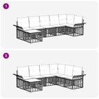Outdoor-Sofagarnitur 7 pcs Schwarz und Dunkelgrau Polyester