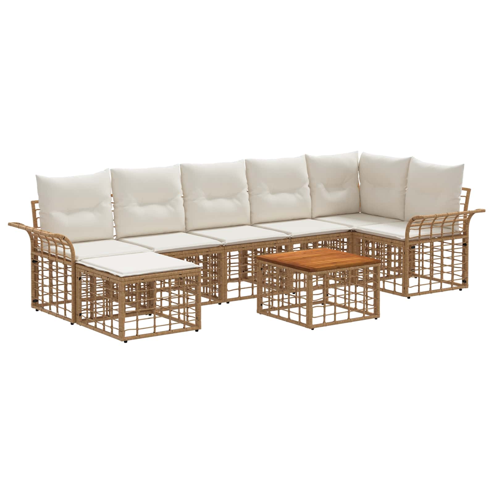 Outdoor-Sofagarnitur 8 pcs Natürlich und Cremweiß Polyester