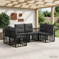 Outdoor-Sofagarnitur 6 pcs Schwarz und Dunkelgrau Polyester