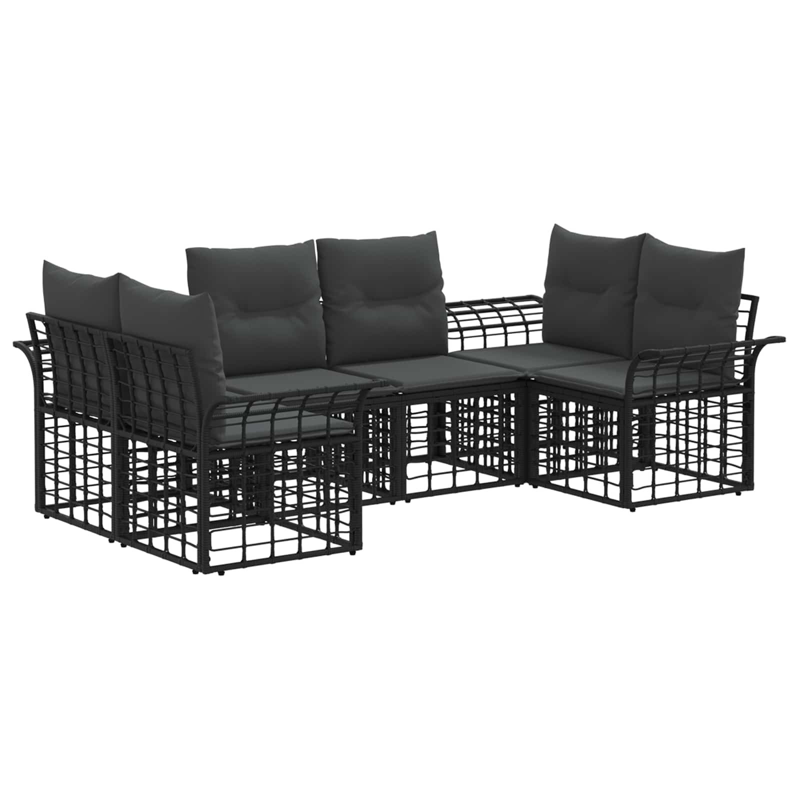 Outdoor-Sofagarnitur 6 pcs Schwarz und Dunkelgrau Polyester