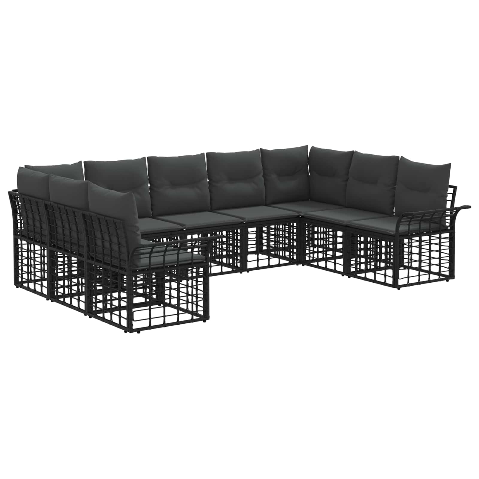 Outdoor-Sofagarnitur 9 pcs Schwarz und Dunkelgrau Polyester