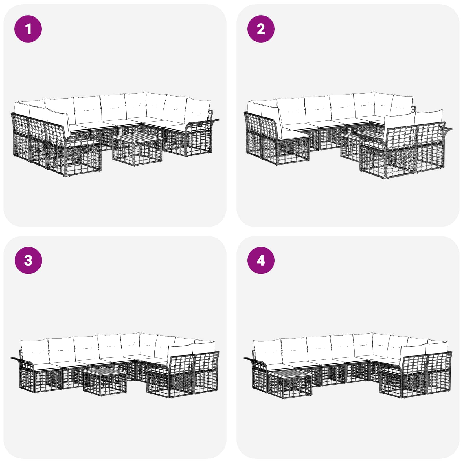 Outdoor-Sofagarnitur 10 pcs Natürlich und Cremweiß Polyester
