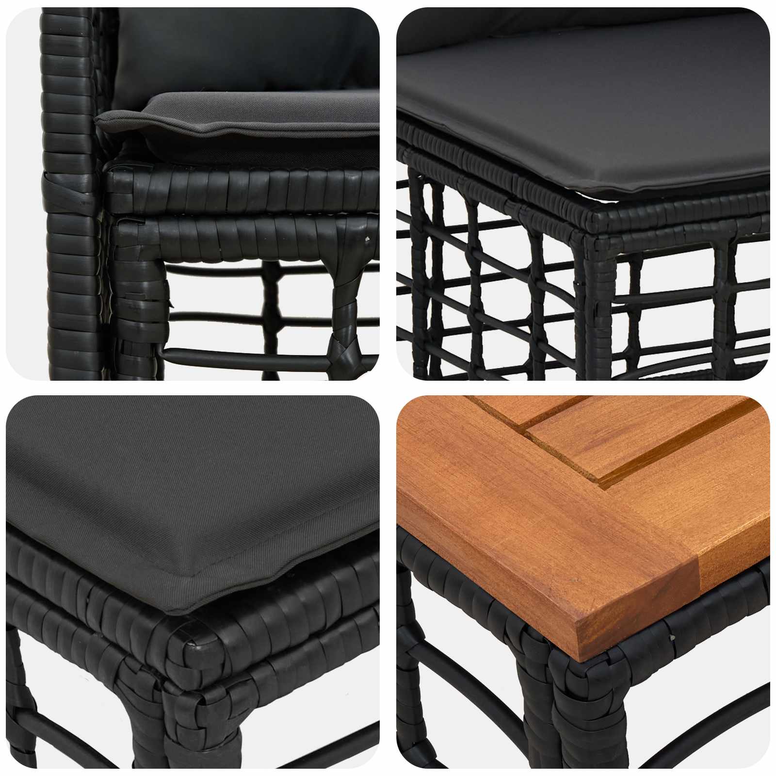 Outdoor-Sofagarnitur 10 pcs Schwarz und Dunkelgrau Polyester