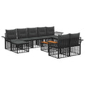 Outdoor-Sofagarnitur 10 pcs Schwarz und Dunkelgrau Polyester