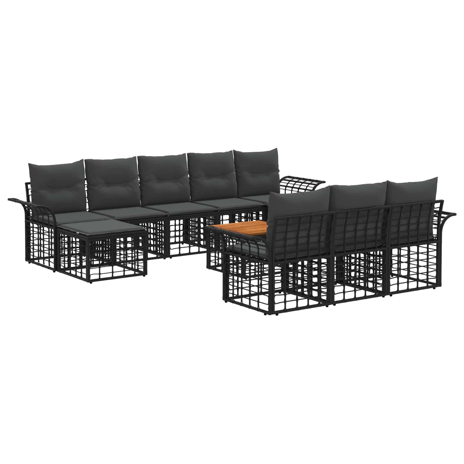 Outdoor-Sofagarnitur 11 pcs Schwarz und Dunkelgrau Polyester