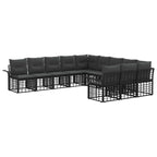 Outdoor-Sofagarnitur 11 pcs Schwarz und Dunkelgrau Polyester