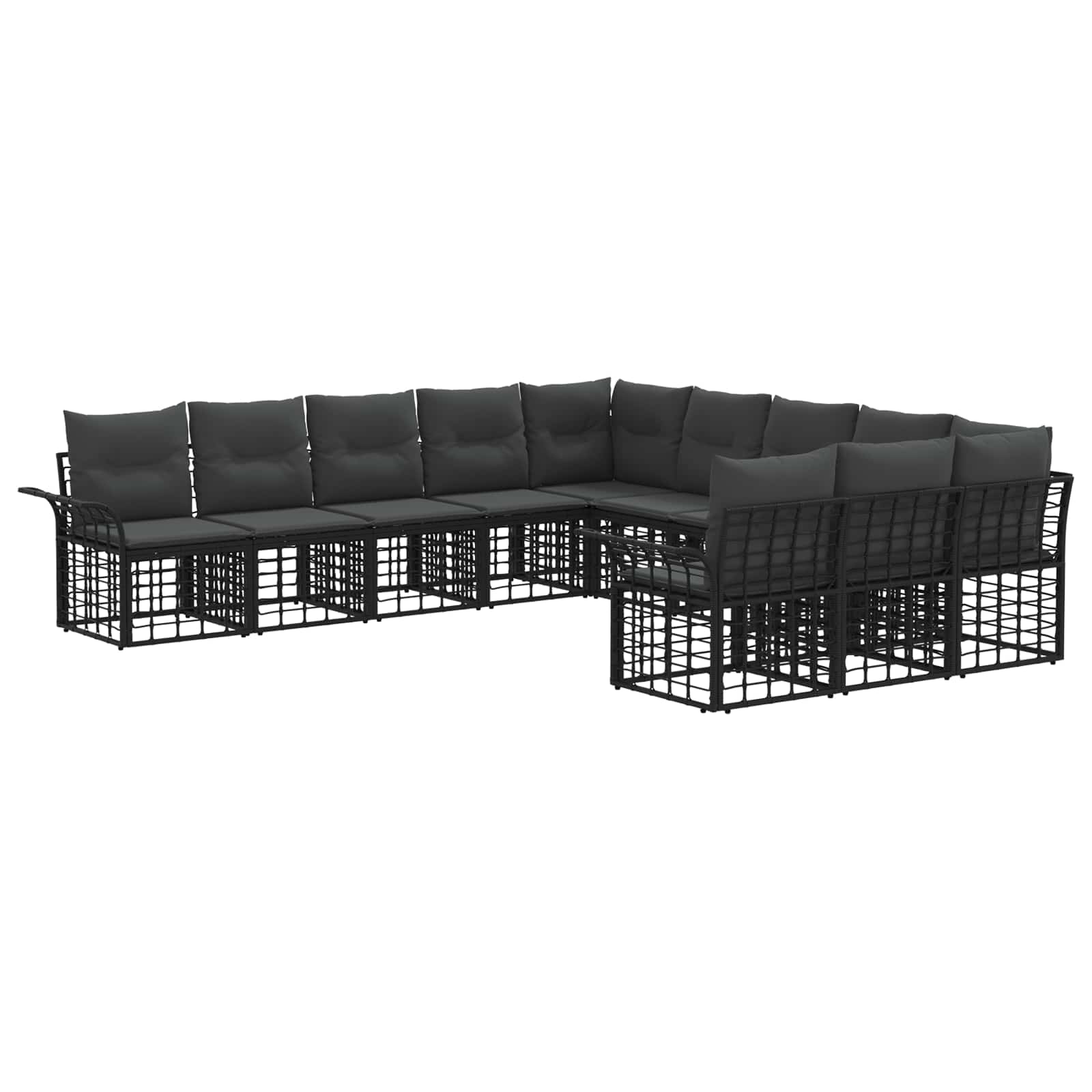 Outdoor-Sofagarnitur 11 pcs Schwarz und Dunkelgrau Polyester