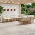 Outdoor-Sofagarnitur 11 pcs Natürlich und Cremweiß Polyester