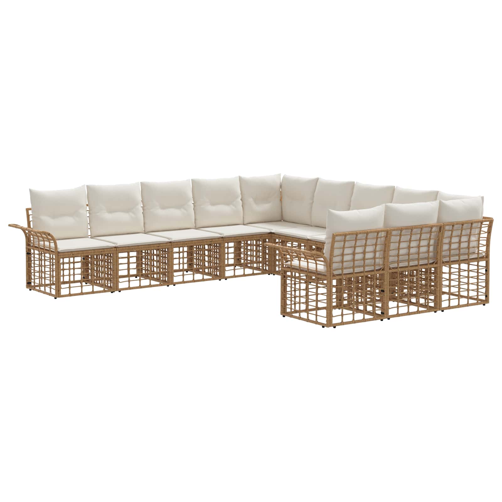 Outdoor-Sofagarnitur 11 pcs Natürlich und Cremweiß Polyester
