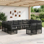 Outdoor-Sofagarnitur 12 pcs Schwarz und Dunkelgrau Polyester
