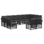 Outdoor-Sofagarnitur 12 pcs Schwarz und Dunkelgrau Polyester