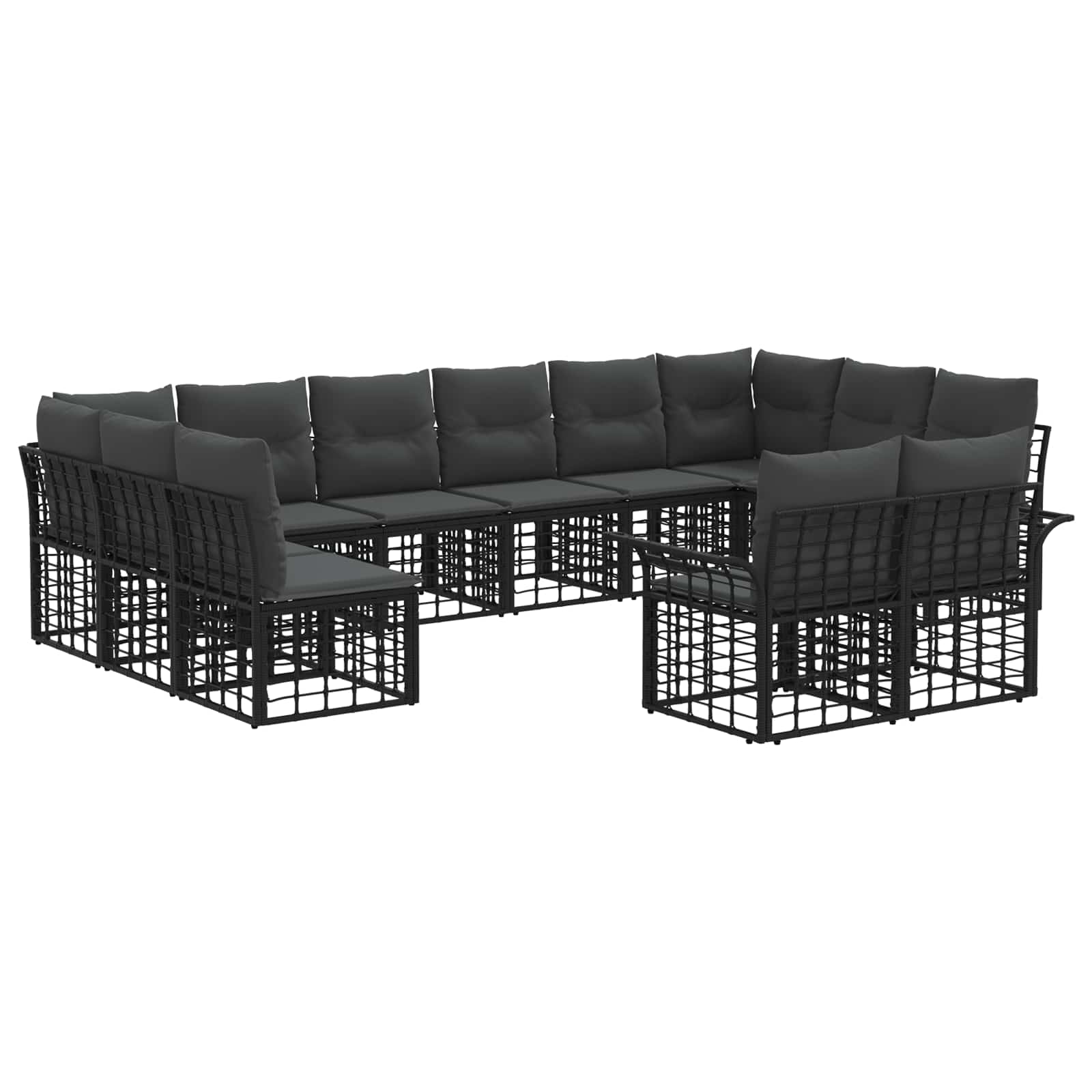 Outdoor-Sofagarnitur 12 pcs Schwarz und Dunkelgrau Polyester